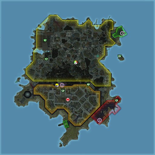 Mercy Island Map with important locations marked